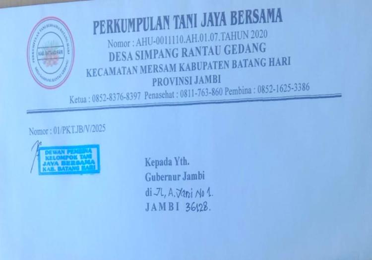 Konflik Lahan Poktan Dan PT VAT Tak Berujung, Poktan Surati Gubri Jambi 