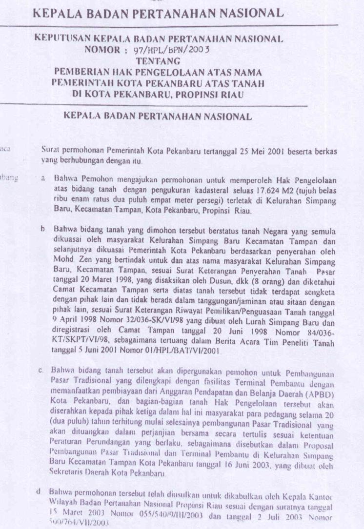 Kisruh Lahan Pasar Panam Ahli Waris Menang di PTUN, Sebut Pemkot Tak Punya Dasar Hukum